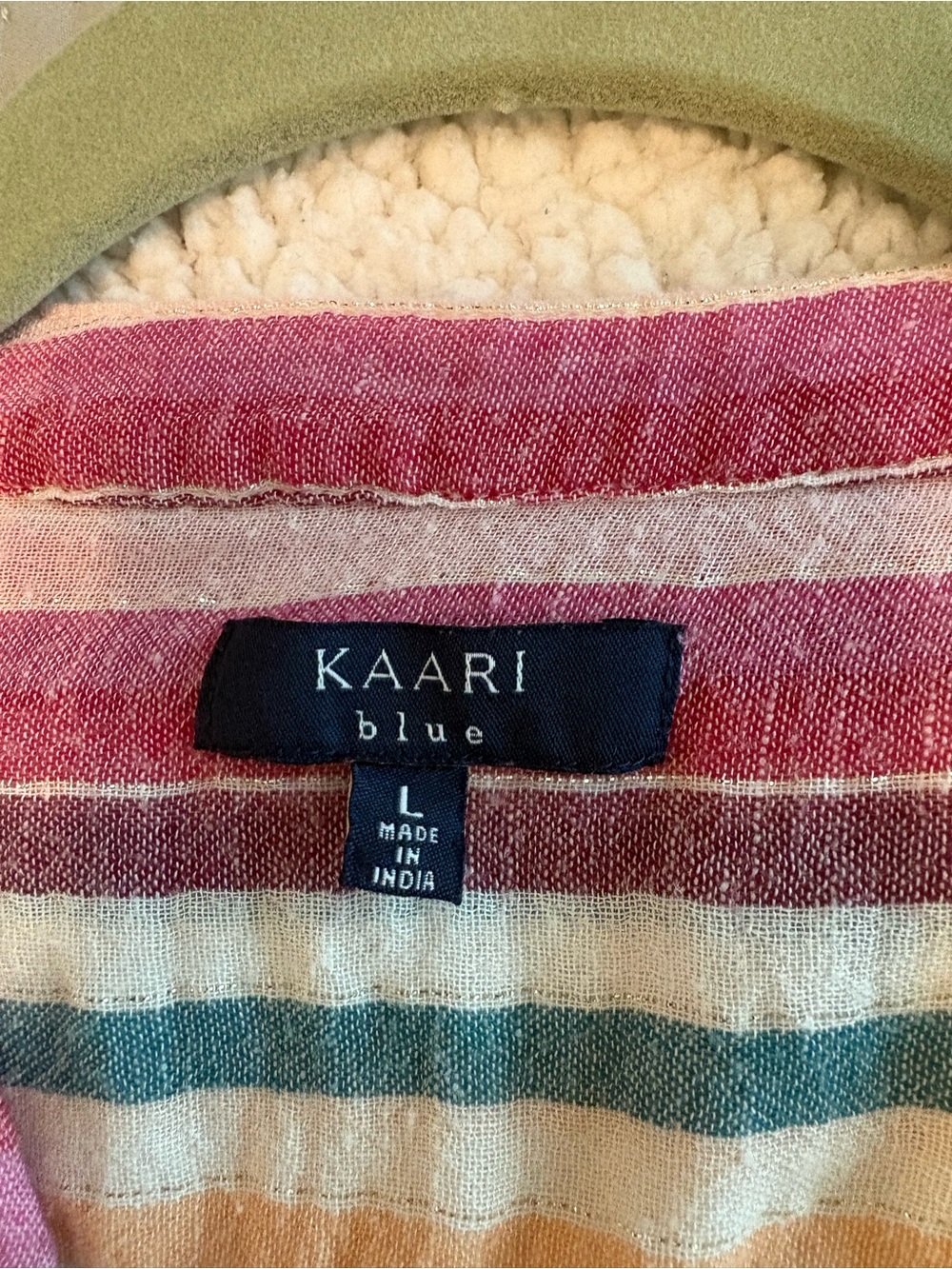 Kaari blue Pink Striped Women's Peasant Blouse - Picture 3 of 5